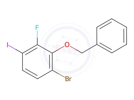 Chemical structure of Benzene, 1-bromo-3-fluoro-4-iodo-2-(phenylmethoxy)-