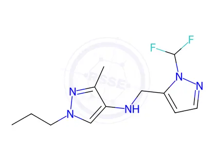Chemical structure of N-{[1-(difluoromethyl)-1H-pyrazol-5-yl]methyl}-3-methyl-1-propyl-1H-pyrazol-4-amine