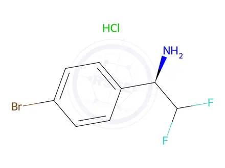 Chemical structure of (1R)-1-(4-bromophenyl)-2,2-difluoroethan-1-amine hydrochloride