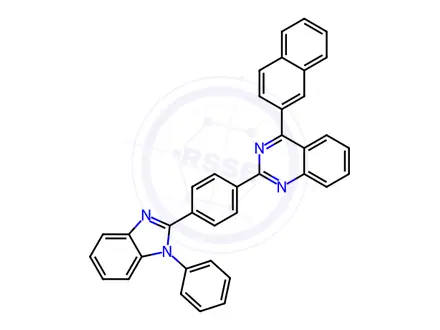 Chemical structure of 4-(2-Naphthalenyl)-2-[4-(1-phenyl-1H-benzimidazol-2-yl)phenyl]quinazoline