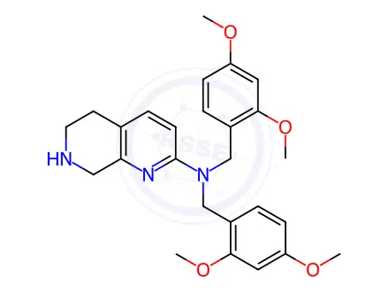 Chemical structure of N,N-Bis(2,4-dimethoxybenzyl)-5,6,7,8-tetrahydro-1,7-naphthyridin-2-amine