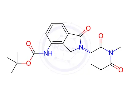 Chemical structure of Carbamic acid, N-[2,3-dihydro-2-(1-methyl-2,6-dioxo-3-piperidinyl)-1-oxo-1H-isoindol-4-yl]-, 1,1-dimethylethyl ester