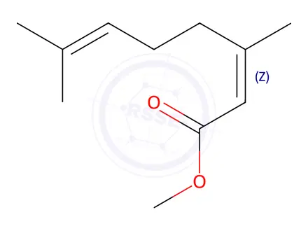 Chemical structure of methyl (Z)-3,7-dimethylocta-2,6-dienoate