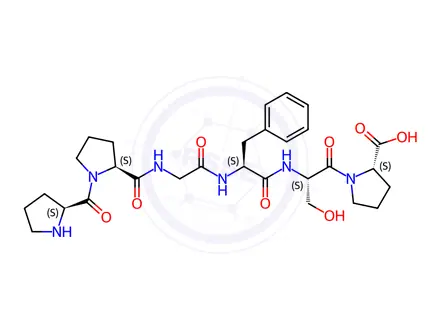 Chemical structure of Bradykinin (2-7) acetate salt H-Pro-Pro-Gly-Phe-Ser-Pro-OH acetate salt