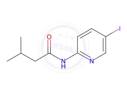 Chemical structure of N-(5-iodopyridin-2-yl)-3-methylbutanamide