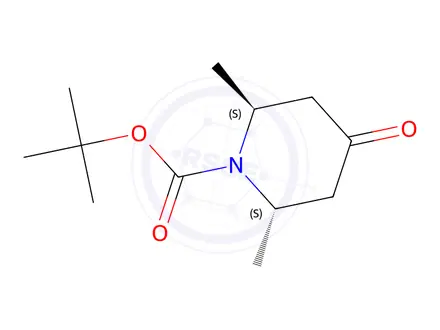 Chemical structure of (2R,6R)-rel-2,6-Dimethyl-4-oxo-1,1-dimethylethyl Ester 1-Piperidine Carboxylic Acid