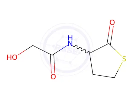 Chemical structure of 2-hydroxy-N-(2-oxotetrahydrothiophen-3-yl)acetamide