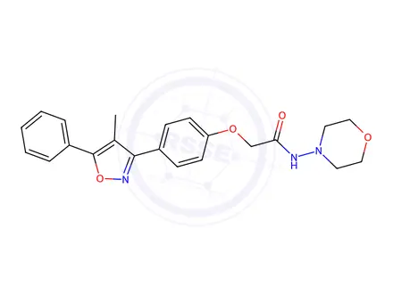 Chemical structure of 2-[4-(4-Methyl-5-phenyl-3-isoxazolyl)phenoxy]-N-4-morpholinyl-acetamide