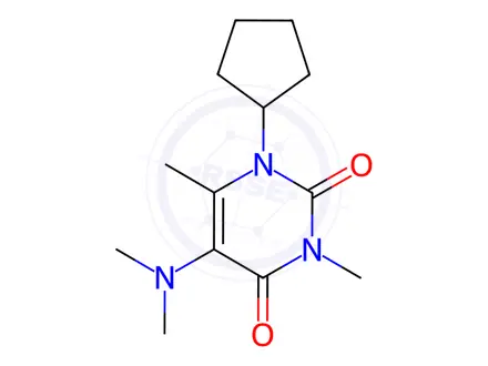 Chemical structure of 1-Cyclopentyl-5-(dimethylamino)-3,6-dimethylpyrimidine-2,4(1H,3H)-dione