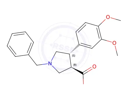 Chemical structure of Ethyl (3R,4S)-1-benzyl-4-(3,4-dimethoxyphenyl)pyrrolidine-3-carboxylate