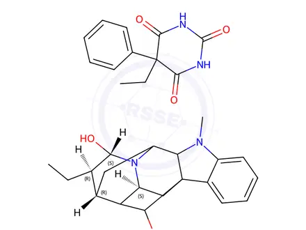 Chemical structure of ajmaline, compound with 5-ethyl-5-phenylbarbituric acid