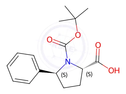 Chemical structure of 1-(1,1-Dimethylethyl) (2S,5S)-5-phenyl-1,2-pyrrolidinedicarboxylate