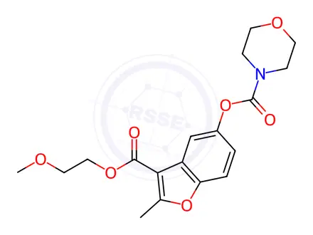 Chemical structure of 3-((2-methoxyethoxy)carbonyl)-2-methylbenzofuran-5-yl morpholine-4-carboxylate