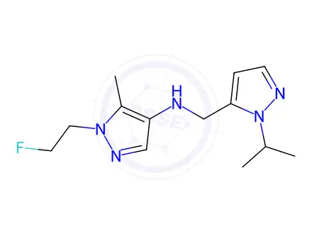 Chemical structure of 1-(2-fluoroethyl)-N-[(1-isopropyl-1H-pyrazol-5-yl)methyl]-5-methyl-1H-pyrazol-4-amine