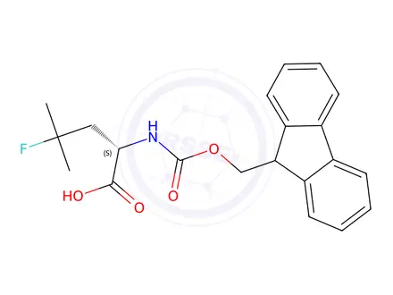 Chemical structure of (S)-2-((((9H-Fluoren-9-yl)methoxy)carbonyl)amino)-4-fluoro-4-methylpentanoic acid
