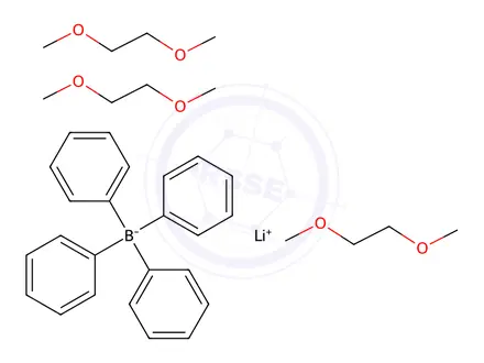 Chemical structure of Lithium tetraphenylborate tris(1,2-dimethoxyethane)adduct, 98%