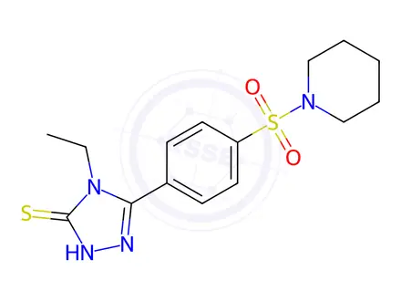 Chemical structure of 4-Ethyl-5-(4-(piperidin-1-ylsulfonyl)phenyl)-4H-1,2,4-triazole-3-thiol