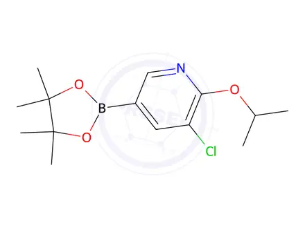 Chemical structure of 3-Chloro-2-isopropoxy-5-(4,4,5,5-tetramethyl-1,3,2-dioxaborolan-2-yl)pyridine