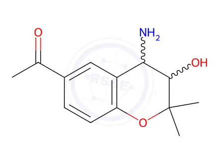 Chemical structure of 1-(4-Amino-3,4-dihydro-3-hydroxy-2,2-dimethyl-2H-1-benzopyran-6-yl)ethanone