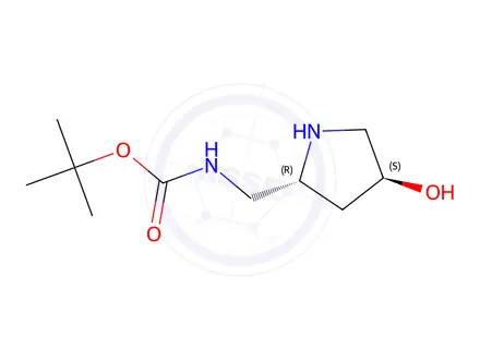 Chemical structure of Tert-butyl (((2R,4S)-4-hydroxypyrrolidin-2-yl)methyl)carbamate