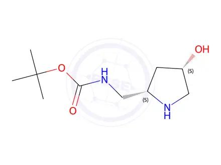 Chemical structure of Tert-butyl (((2S,4S)-4-hydroxypyrrolidin-2-yl)methyl)carbamate