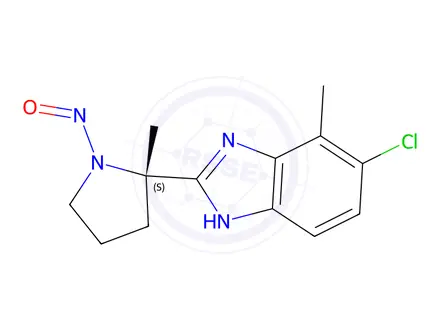 Chemical structure of 5-chloro-4-methyl-2-[(2S)-2-methyl-1-nitrosopyrrolidin-2-yl]-1H-benzimidazole