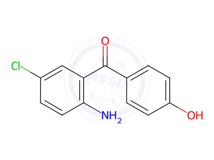 Chemical structure of 2-Amino-5-chloro-4'-hydroxybenzophenone