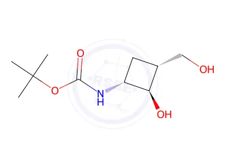 Chemical structure of Tert-butyl ((1R,2R,3R)-2-hydroxy-3-(hydroxymethyl)cyclobutyl)carbamate