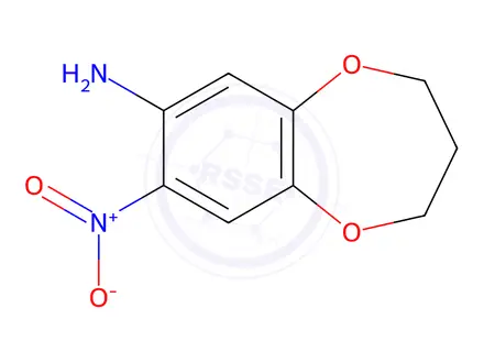 Chemical structure of 8-Nitro-3,4-dihydro-2H-1,5-benzodioxepin-7-amine