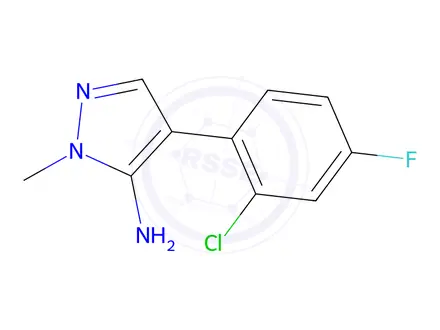 Chemical structure of 4-(2-Chloro-4-fluorophenyl)-1-methyl-1h-pyrazol-5-amine