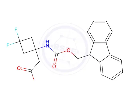 Chemical structure of 2-(1-((((9H-fluoren-9-yl)methoxy)carbonyl)amino)-3,3-difluorocyclobutyl)acetic acid