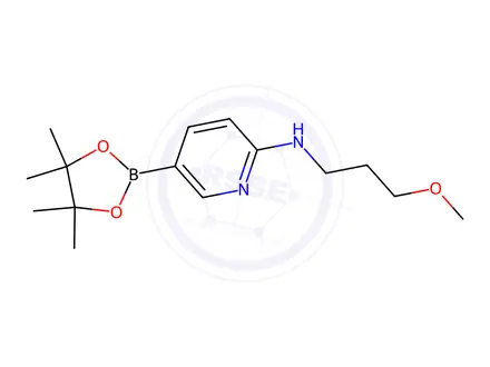 Chemical structure of N-(3-Methoxypropyl)-5-(tetramethyl-1,3,2-dioxaborolan-2-yl)pyridin-2-amine
