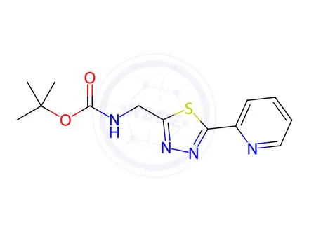 Chemical structure of Carbamic acid, N-[[5-(2-pyridinyl)-1,3,4-thiadiazol-2-yl]methyl]-, 1,1-dimethylethyl ester