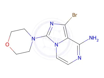 Chemical structure of 1-bromo-3-morpholinoimidazo[1,5-a]pyrazin-8-amine