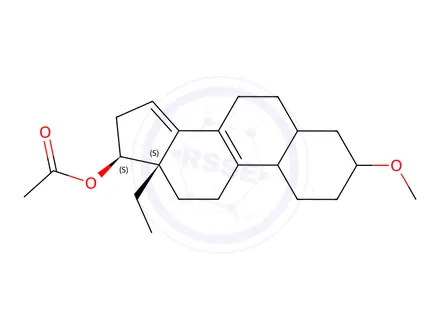 Chemical structure of 13-Ethyl-3-methoxygona-1,3,5(10)-8,14-pentaen-17beta-ol-acetate