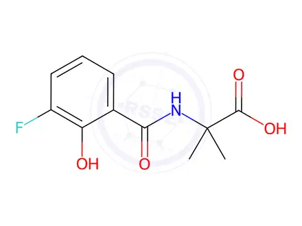 Chemical structure of Alanine, N-(3-fluoro-2-hydroxybenzoyl)-2-methyl-