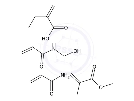 Chemical structure of 2-Propenoic acid, 2-methyl-, methyl ester, polymer with ethyl 2-propenoate, N-(hydroxymethyl)-2-propenamide and 2-propenamide