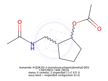 Chemical structure of Acetamide, N-[[(1R,2S)-2-(acetyloxy)cyclopentyl]methyl]-(9CI)
