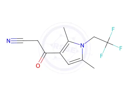 Chemical structure of 3-[2,5-Dimethyl-1-(2,2,2-trifluoroethyl)-1H-pyrrol-3-yl]-3-oxopropanenitrile