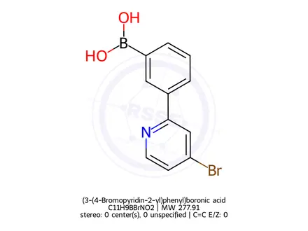 Chemical structure of (3-(4-Bromopyridin-2-yl)phenyl)boronic acid