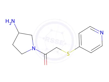 Chemical structure of 1-(3-aminopyrrolidin-1-yl)-2-(pyridin-4-ylsulfanyl)ethan-1-one