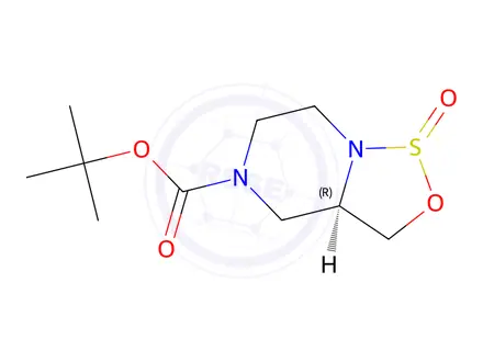Chemical structure of tert-Butyl (3aR)-tetrahydro-[1,2,3]oxathiazolo[3,4-a]pyrazine-5(3H)-carboxylate 1-oxide