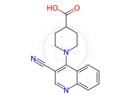 Chemical structure of 1-(3-cyanoquinolin-4-yl)piperidine-4-carboxylic acid