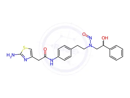 Chemical structure of 2-(2-aminothiazol-4-yl)-N-(4-(2-((2-hydroxy-2-phenylethyl)(nitroso)amino)ethyl)phenyl)acetamide