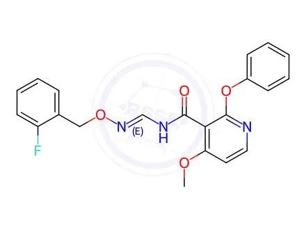 Chemical structure of N-[(1E)-{[(2-fluorophenyl)methoxy]imino}methyl]-4-methoxy-2-phenoxypyridine-3-carboxamide