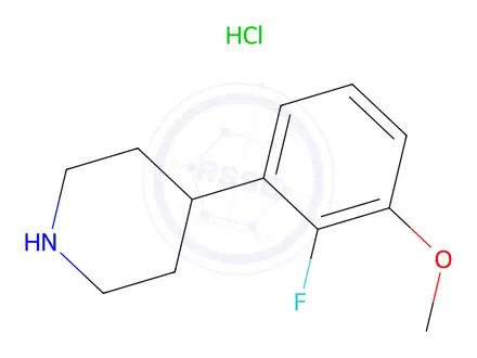 Chemical structure of 4-(2-fluoro-3-methoxyphenyl)piperidine hydrochloride