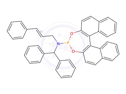 Chemical structure of (11bS)-N-Benzhydryl-N-cinnamyldinaphtho[2,1-d:1',2'-f][1,3,2]dioxaphosphepin-4-amine