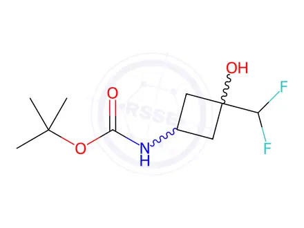 Chemical structure of Carbamic acid, N-[cis-3-(difluoromethyl)-3-hydroxycyclobutyl]-, 1,1-dimethylethyl ester