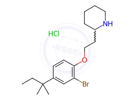 Chemical structure of 2-{2-[2-Bromo-4-(tert-pentyl)phenoxy]-ethyl}piperidine hydrochloride