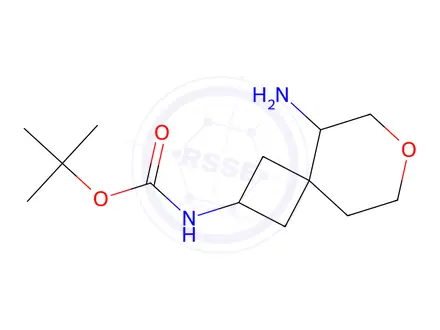 Chemical structure of Tert-butyl (5-amino-7-oxaspiro[3.5]Nonan-2-yl)carbamate